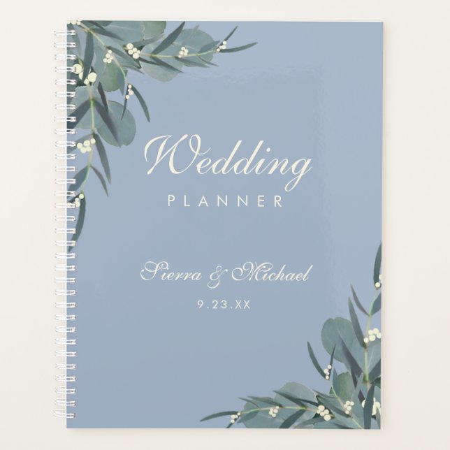 Agenda Dusty Blue | Casamento Botânico Eucalyptus (Frente)