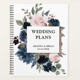 Agenda Dusty Blue Mauve Rosa rosa Slate Floral Casamento