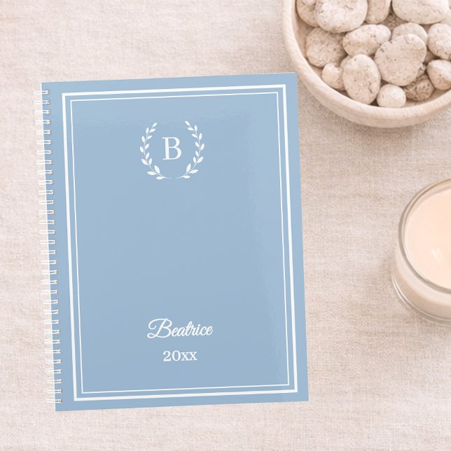Agenda Dusty blue Monogram Personalized Quiet Luxury (Criador carregado)