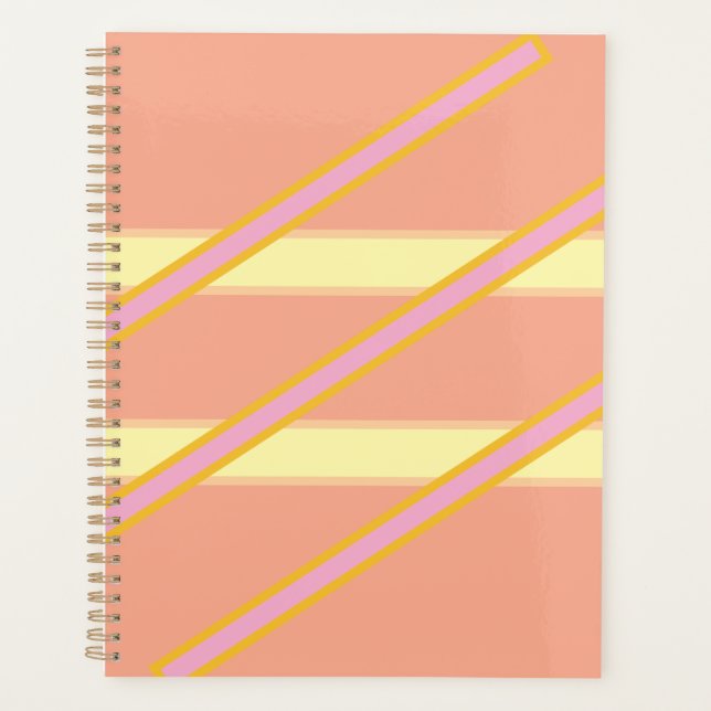 Agenda Dusty Pink and Cream Horizontal Stripes  (Frente)