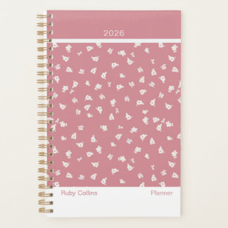 Agenda Dusty Pink Feminine Minimalist Floral Planner