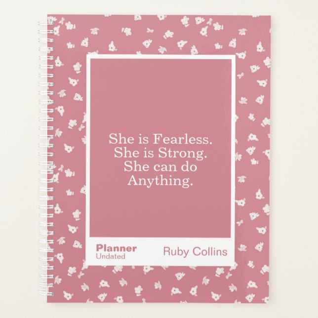 Agenda Dusty Pink Floral Block Quote | Fully Customizable (Frente)