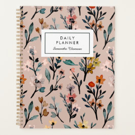 Agenda Dusty Rosa Boho Floral Watercolor Personalizado Nã