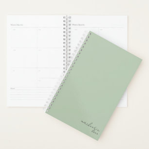 Agenda Dusty Sage Green - Simples Minimalista Personaliza