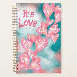 Agenda É Amor – Cascata de Corações Rosa e Turquesa