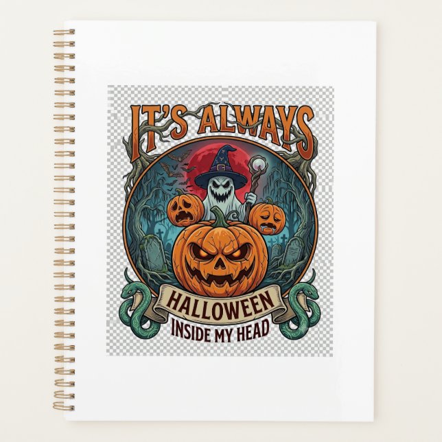 Agenda É Sempre Halloween Dentro da Cabeça Abóbora Fantas (Frente)