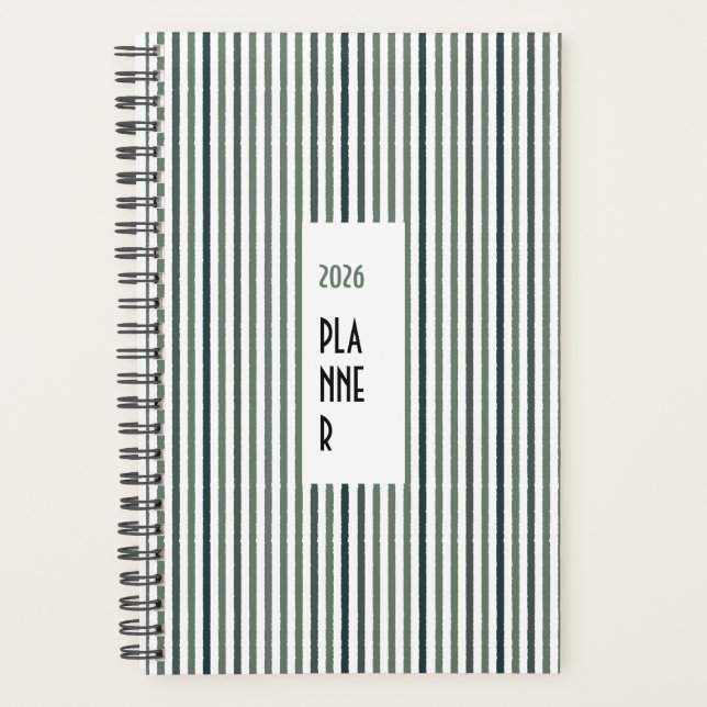 Agenda Echo Trails 2026 Planner – Matcha Green Stripes (Frente)