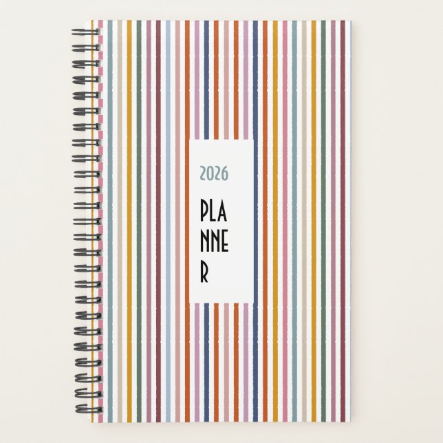 Agenda Echo Trails 2026 Planner – Multicolor Stripes (Frente)