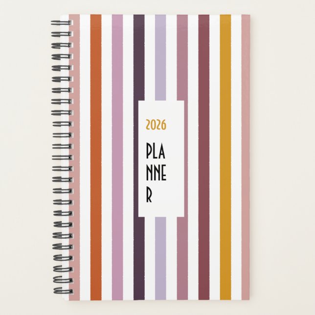 Agenda Echo Trails 2026 Planner – Pink Hues Stripes (Frente)