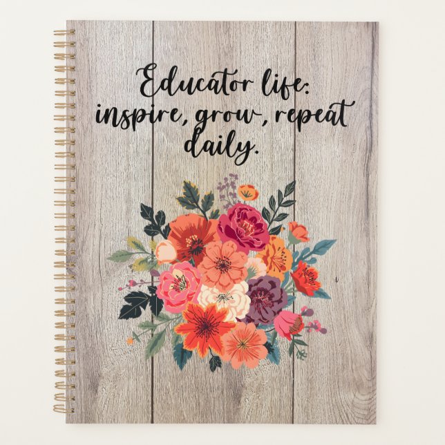 Agenda Educator Life Inspire Grow Repeat Daily Design (Frente)