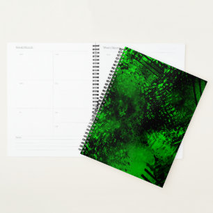 Agenda Efeito Splatter de Tinta Verde e Preto