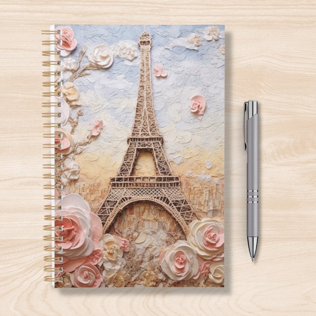 Agenda Eifel Tower Paris França Floral Rosa (Criador carregado)
