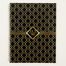 Agenda Eixo Monograma Falso Dourado – Preto e Dourado