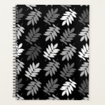 Agenda Elder Leaf Pattern Black White Grey<br><div class="desc">Elder tree leaf silhouette in a surface pattern design with grey and white detail on a black background.</div>