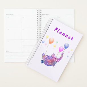 Agenda Elefante Frio Cortado Voando com Balões Coloridos