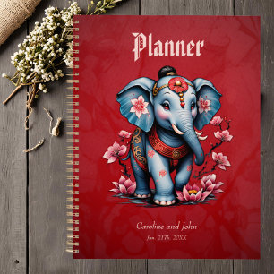 Agenda Elefante majestoso no estilo tradicional japonês.
