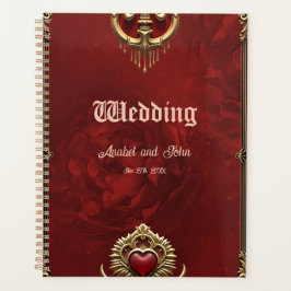 Agenda Elegância em brilho vermelho com um coração orname