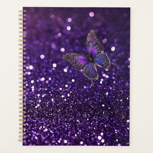 Agenda Elegância Encantadora: A Borboleta Roxa Sparkle (Frente)