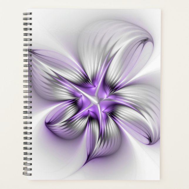 Agenda Elegância Floral Moderna Abstrato Violet Art (Frente)