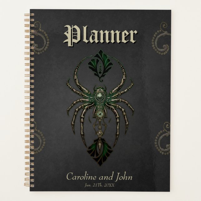 Agenda elegância mecânica, a aranha no escuro. (Frente)