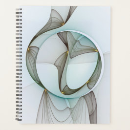 Agenda Elegância Moderna Abstrata Turquesa Marrom Dourado