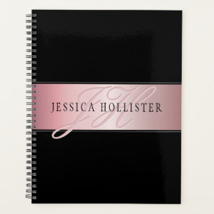 Agenda Elegant Blush Falso Rosa Dourado Nome & Iniciais