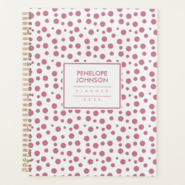 Agenda Elegant Blush Pink White Polka Dot Pattern