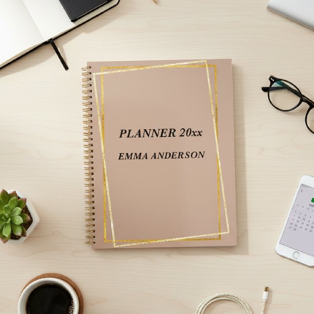 Agenda Elegant Clay Gold | Seu Nome (Criador carregado)