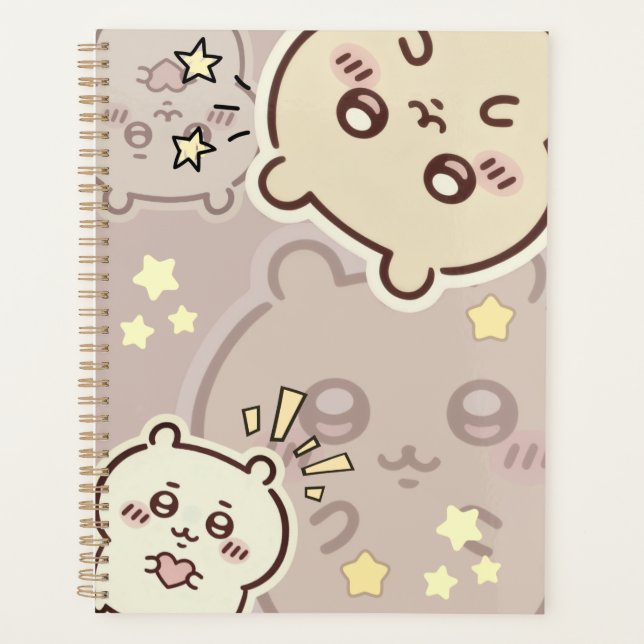 Agenda Elegant Cream Bear Pattern Weekly Planner  (Frente)