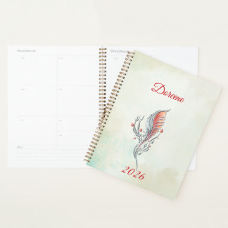 Agenda Elegant Feather Floral Watercolour  planner
