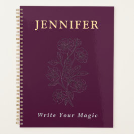 Agenda Elegant Floral Custom Name Notebook | Write Your M
