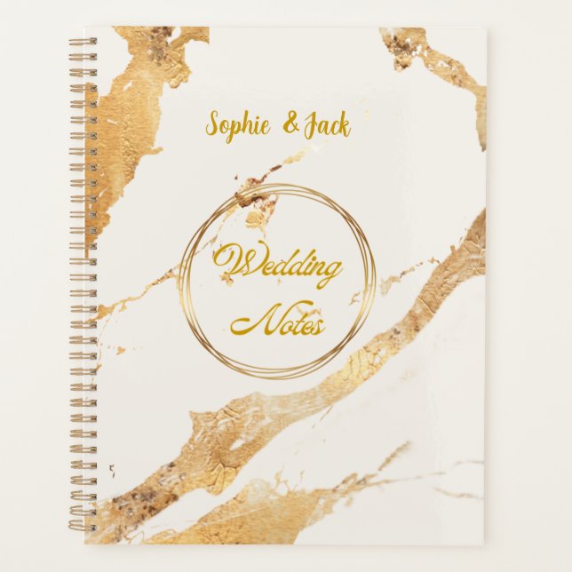 Agenda Elegant Gold Marble Wedding Notes Notebook  (Frente)