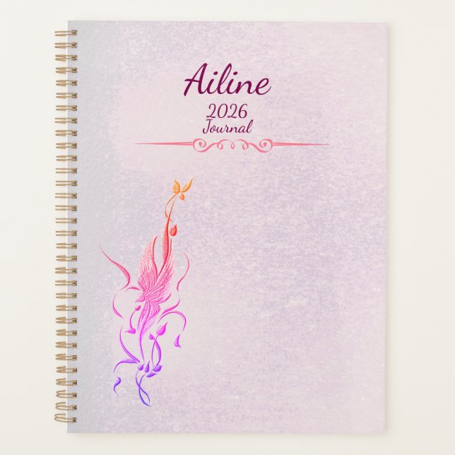 Agenda Elegant Golden Floral Vine spiral planner  (Frente)