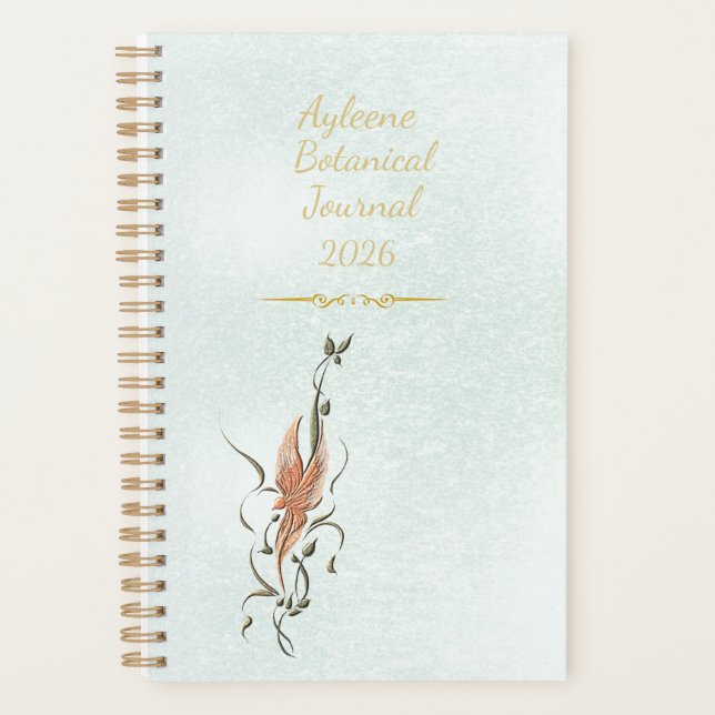 Agenda Elegant Golden Floral Vine Spiral planner (Frente)