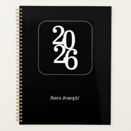 Agenda Elegant Minimalist Black and White Simple Planner
