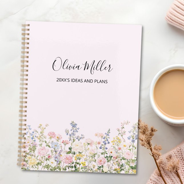Agenda Elegant Monogram Colorful Flower Garden Floral (In situ)