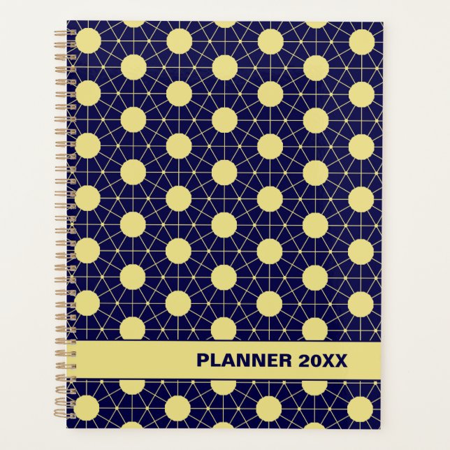 Agenda Elegant Navy and Gold Geometric Tile Pattern (Frente)