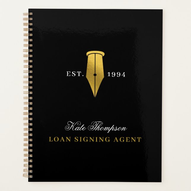 Agenda Elegant Notary Public Signing Agent Gold Logo (Frente)