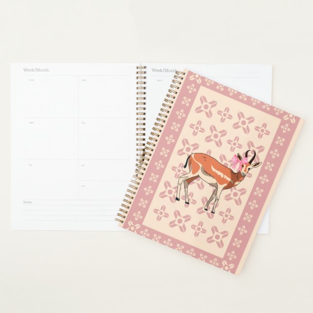 Agenda Elegant Pink Doe-patterned Christmas  (Exibição)