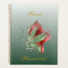 Elegant Red and Green Spiral Notebook