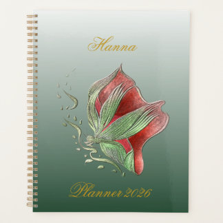 Agenda Elegant Red and Green Spiral Notebook