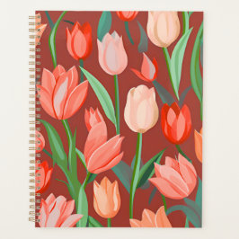 Agenda Elegant Tulip Floral Pattern – Red & Peach Spring 