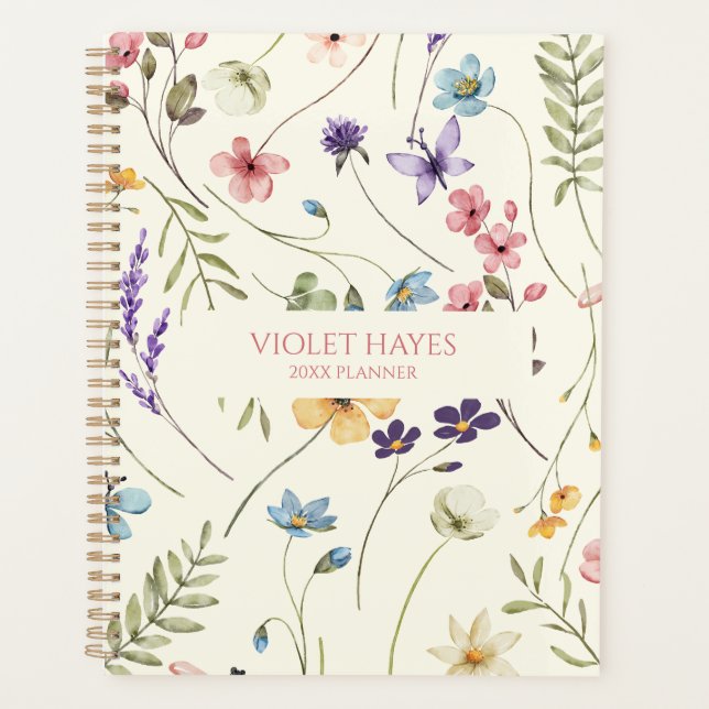 Agenda Elegant Wildflower Wild Flower Floral Custom (Frente)