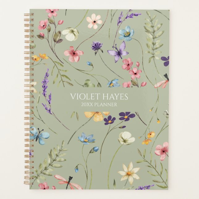 Agenda Elegant Wildflower Wild Flower Floral Custom (Frente)