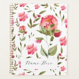 Agenda Elegante Aquarela Peony Botânica Floral