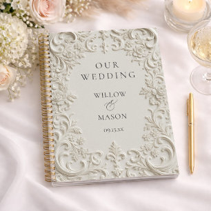 Agenda Elegante Barroco Floral Clássico Casamento em Marf