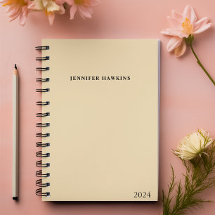 Agenda Elegante bege limpo e preto Semanal Pessoal