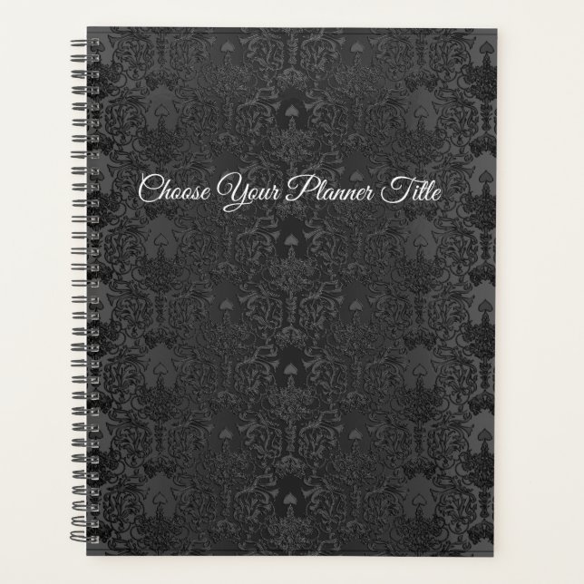 Agenda Elegante Black Damask Lace (Frente)