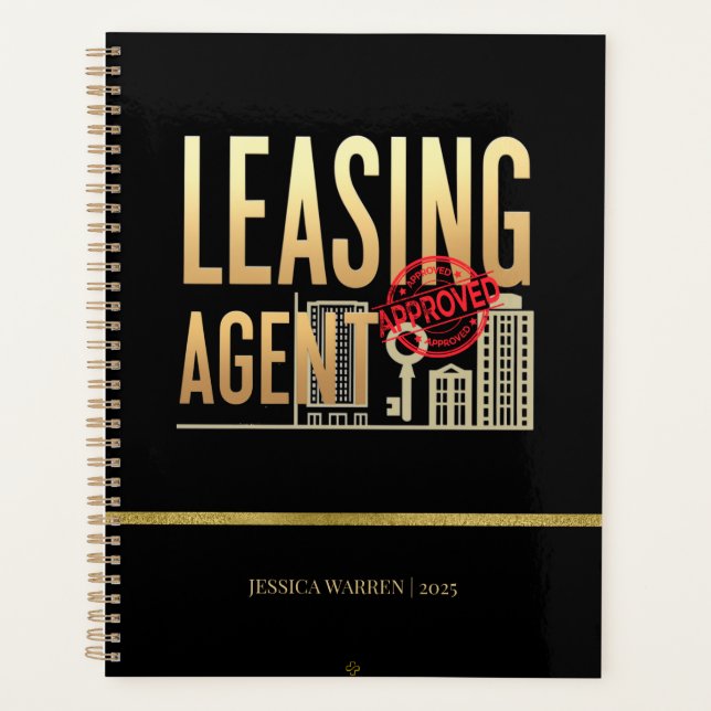 Agenda Elegante Black Dourado Leasing Agent - Personaliza (Frente)