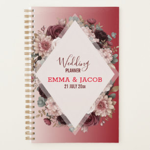 Agenda Elegante Boho Chic Blush Pink & Burgundy Floral